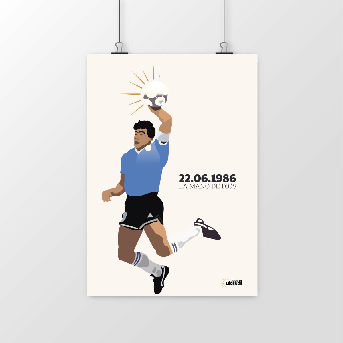 Affiche Poster Diego Maradona Noir et Blanc Trophé Coupe du Monde 1986 Affiche Poster Diego Maradona Noir et Blanc Trophé Coupe du Monde 1986