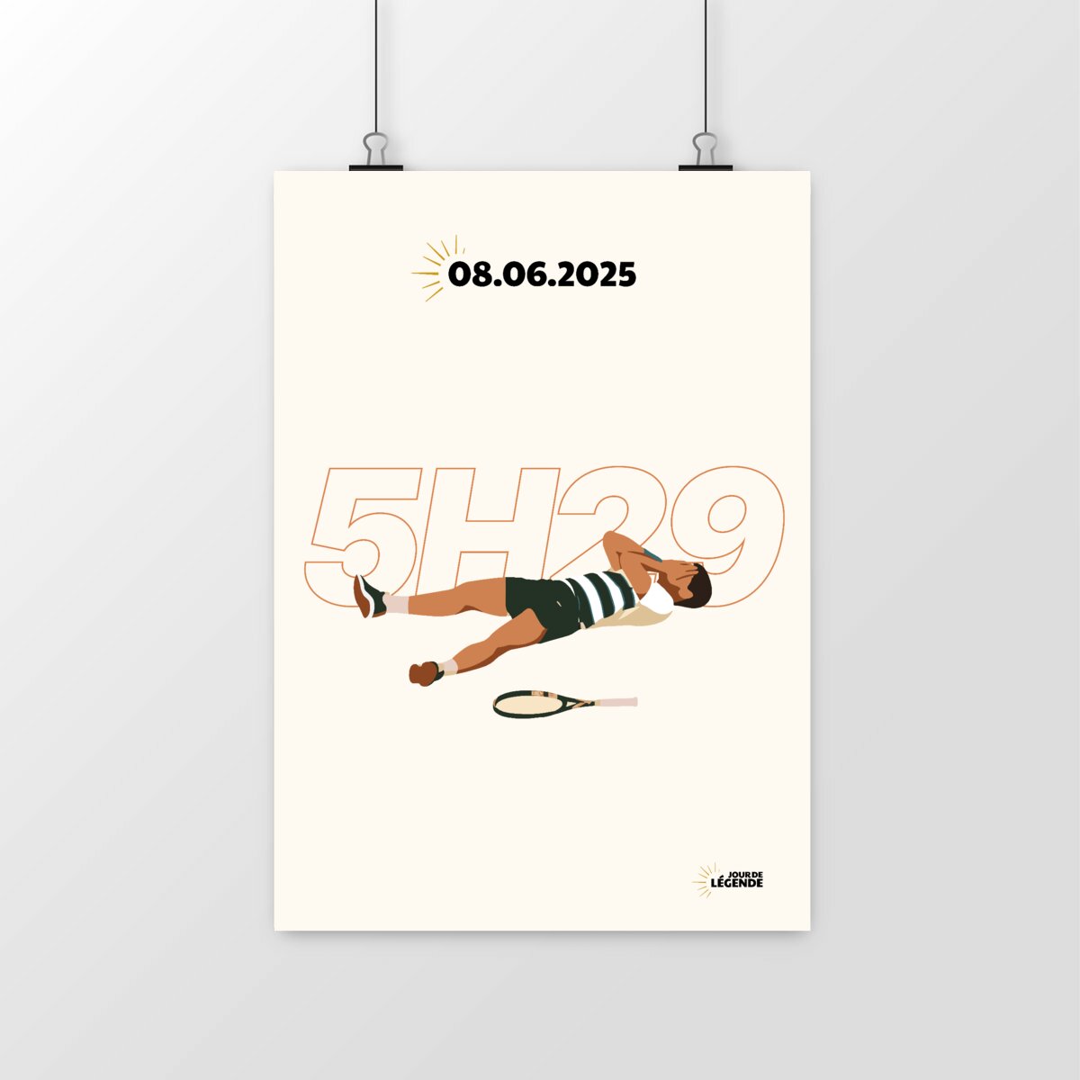 Affiche Carlos Alcaraz – Roland-Garros 2025 • "5H29"